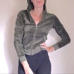JUICY COUTURE Y2K charcoal softy fleece hoodie size S Womens
